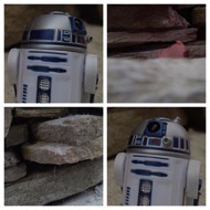 Artoo stops suddenly after hearing something. He turns his gaze to the side but just misses seeing the Jawa, who ducks down behind a boulder for cover. Pebbles stream down from where the sounds were and Artoo lets out a concerned beep to himself. #starwars #anhwt #starwarstoycrew #jbscrew #blackdeathcrew #starwarstoypix #toyshelf
